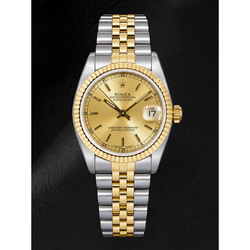 Rolex Datejust 68273 31 mm Orologio Bicolore Quadrante Champagne con Indici a Bastone