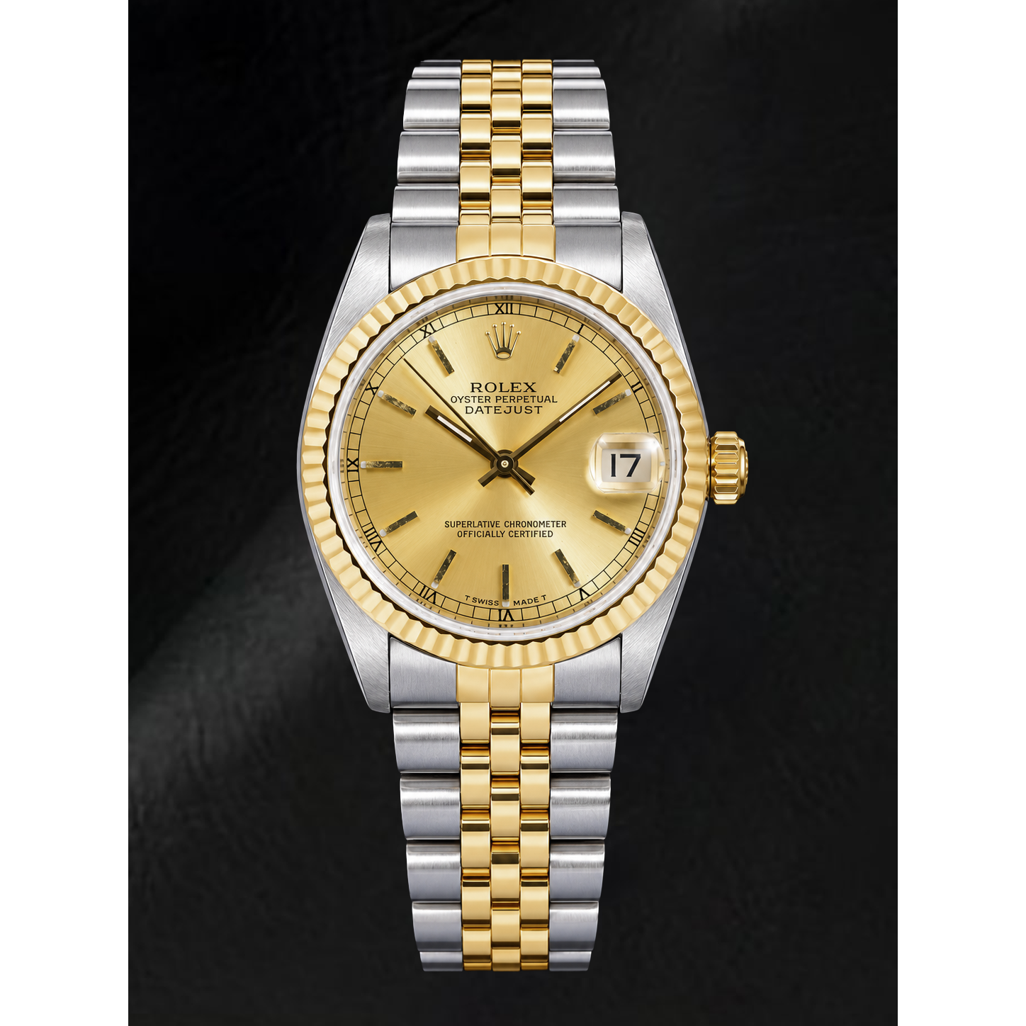 Rolex Datejust 68273 31 mm Orologio Bicolore Quadrante Champagne con Indici a Bastone