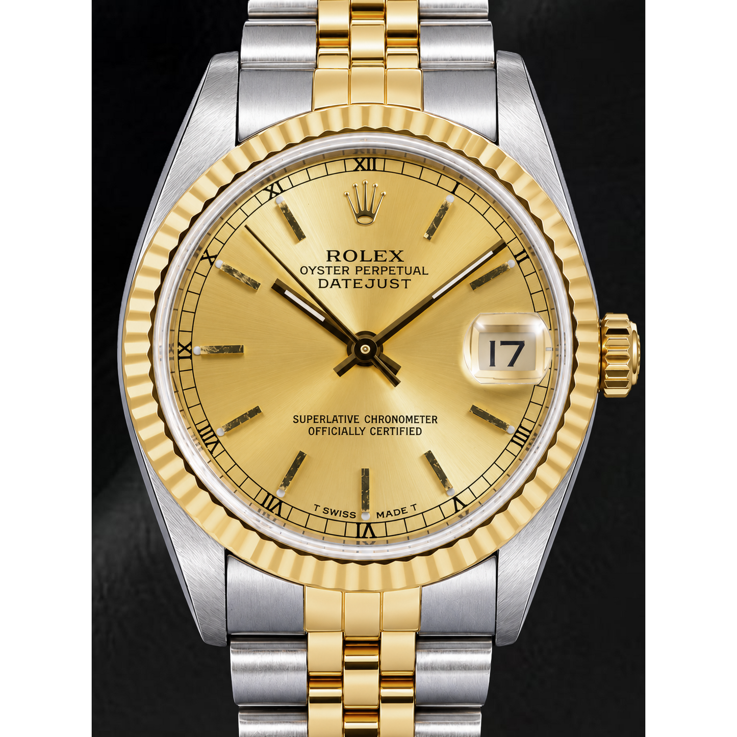 Rolex Datejust 68273 31 mm Orologio Bicolore Quadrante Champagne con Indici a Bastone