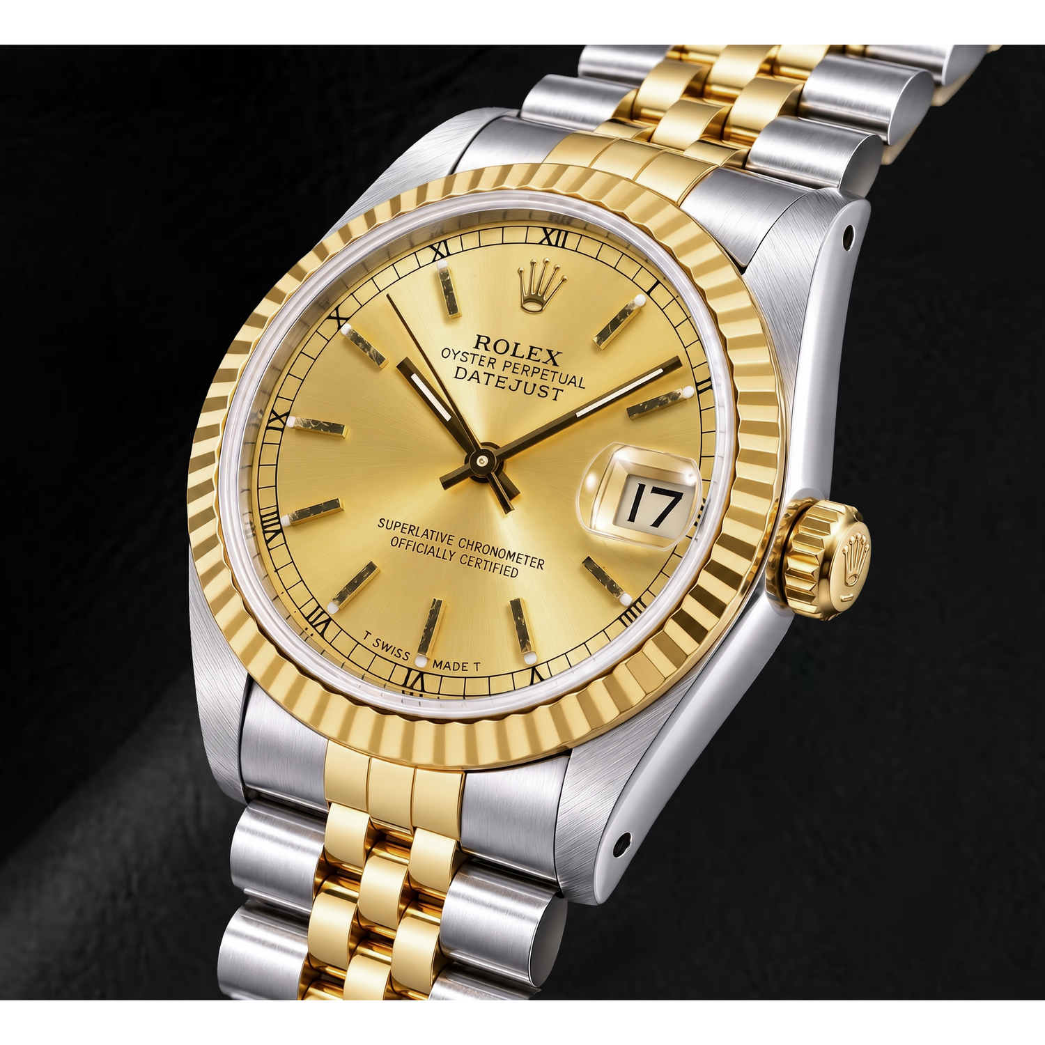 Rolex Datejust 68273 31 mm Orologio Bicolore Quadrante Champagne con Indici a Bastone