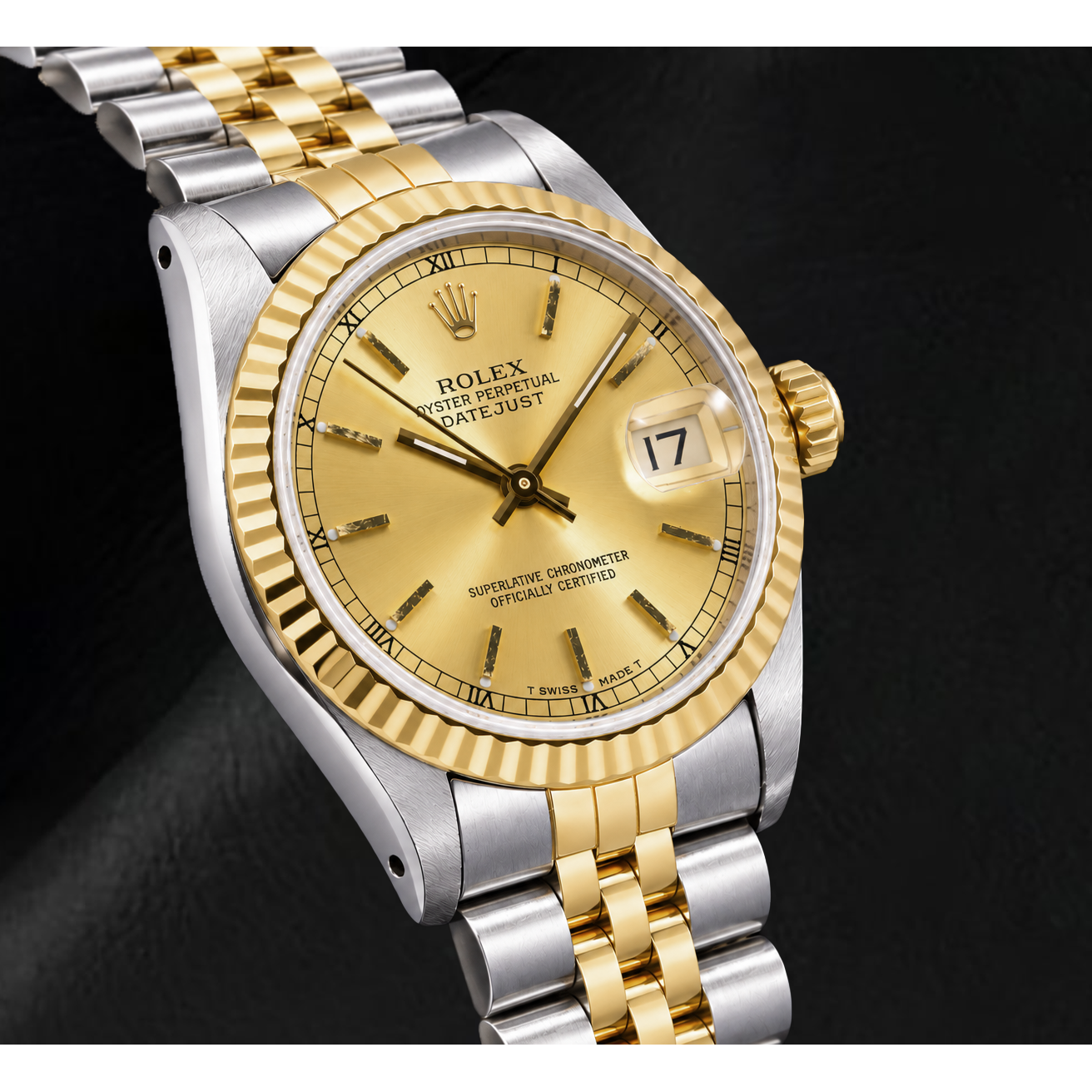 Rolex Datejust 68273 31 mm Orologio Bicolore Quadrante Champagne con Indici a Bastone