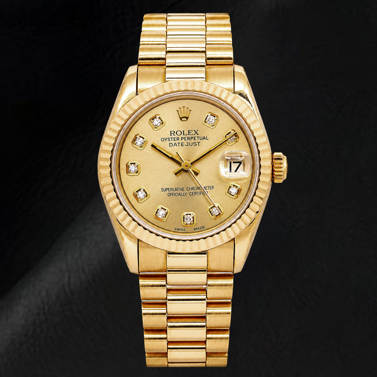 Rolex Datejust 68278 31 mm Orologio in Oro Giallo con Quadrante Champagne con Diamanti