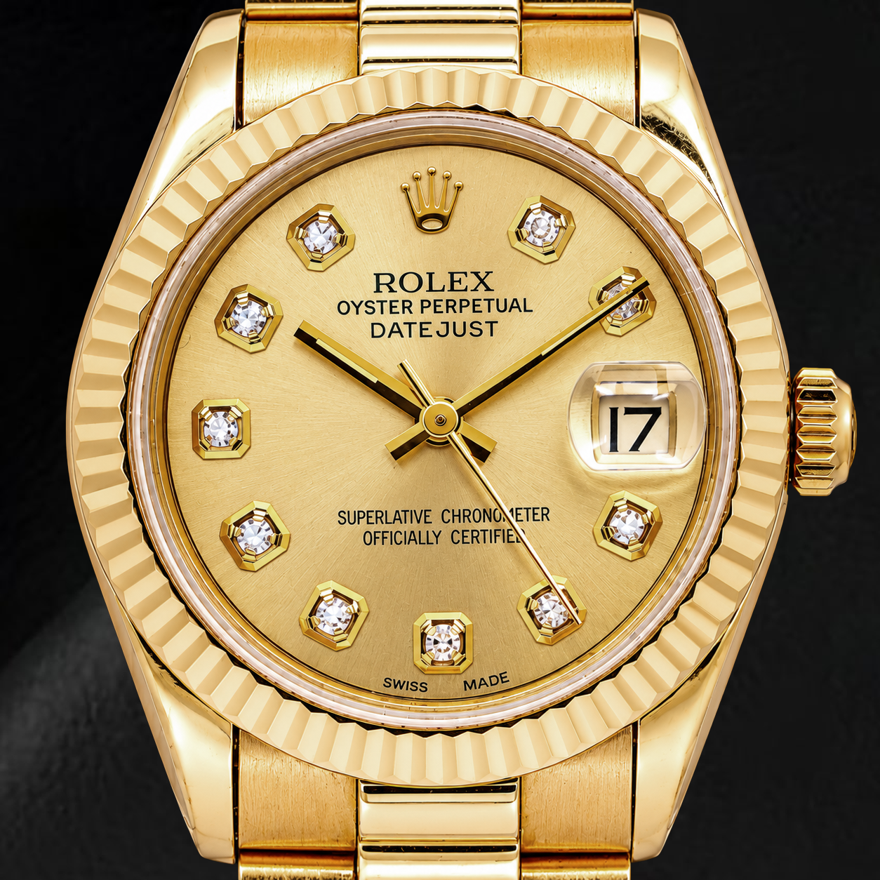 Rolex Datejust 68278 31 mm Orologio in Oro Giallo con Quadrante Champagne con Diamanti
