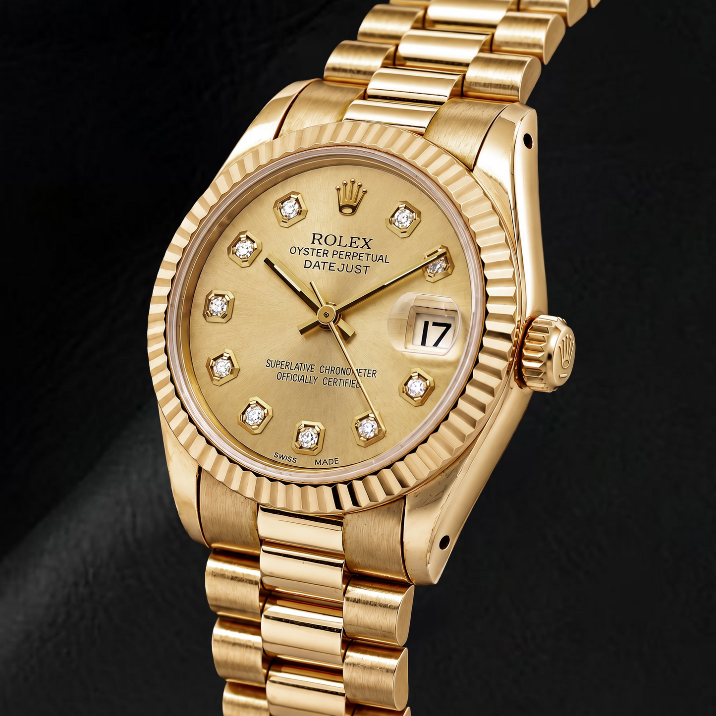 Rolex Datejust 68278 31 mm Orologio in Oro Giallo con Quadrante Champagne con Diamanti