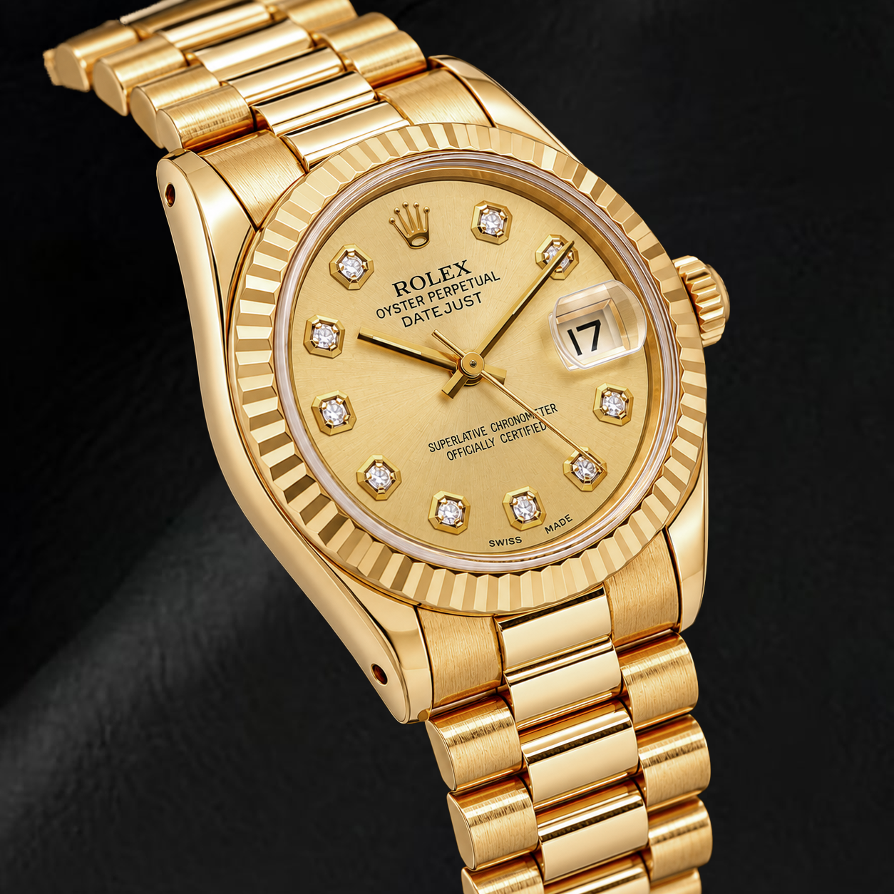 Rolex Datejust 68278 31 mm Orologio in Oro Giallo con Quadrante Champagne con Diamanti