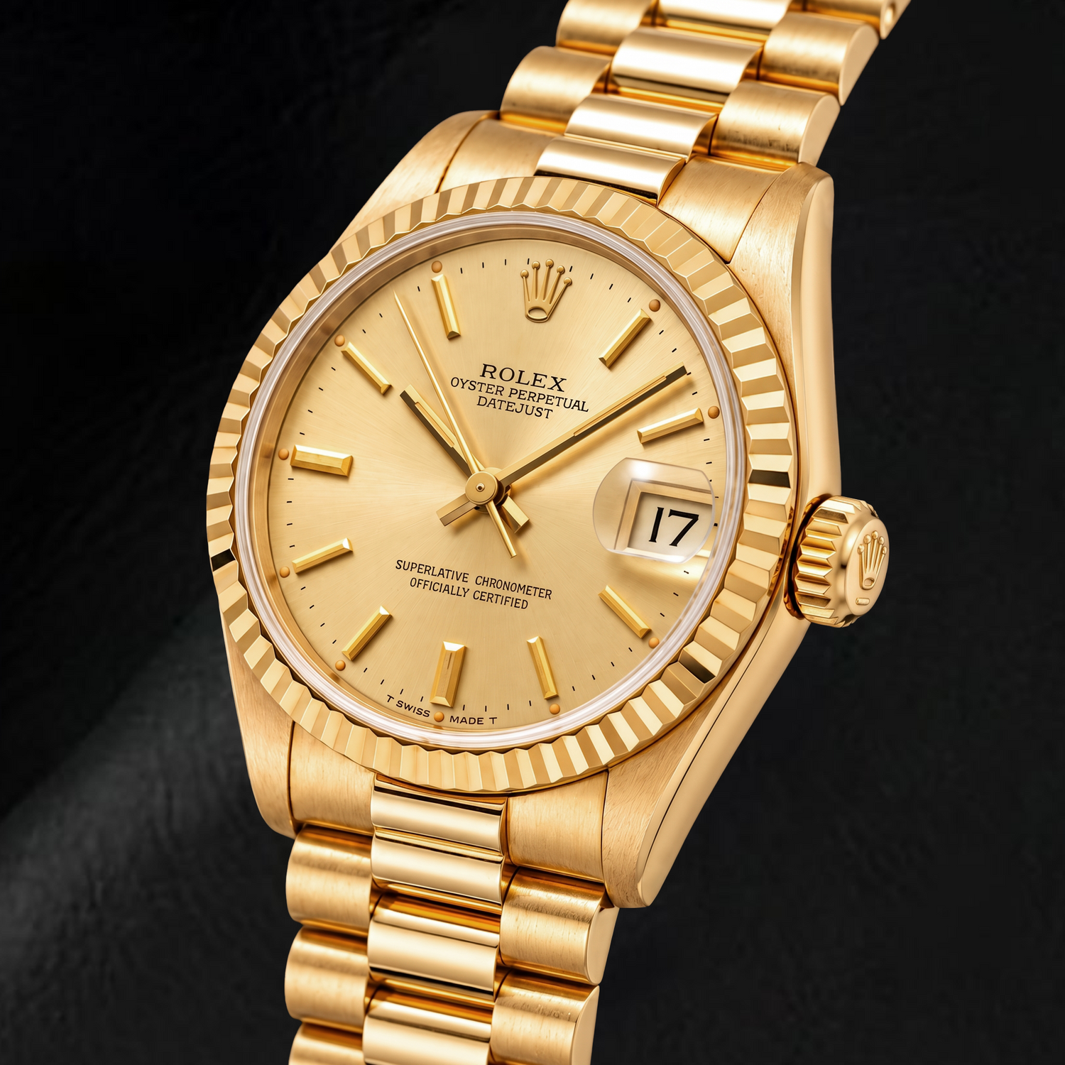 Rolex Datejust 68278 31 mm Orologio in Oro Giallo con Quadrante Champagne con Indici a Bastone