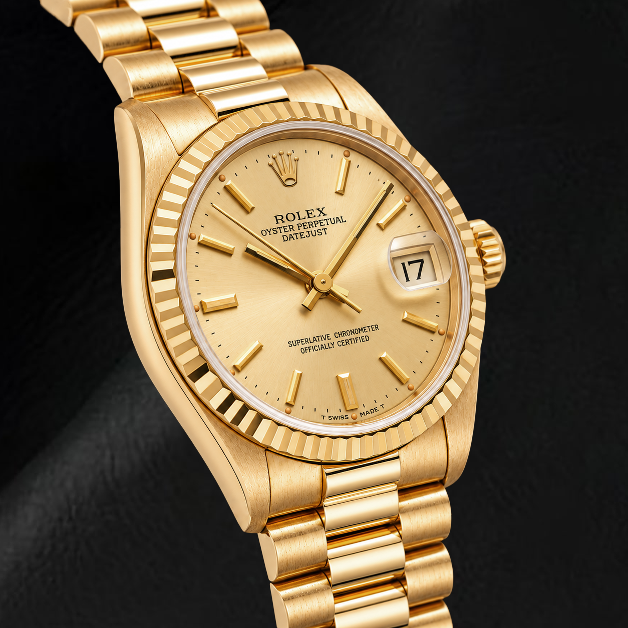 Rolex Datejust 68278 31 mm Orologio in Oro Giallo con Quadrante Champagne con Indici a Bastone