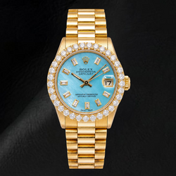 Rolex Datejust 68278 31 mm Orologio in Oro Giallo con Quadrante con Diamanti in Madreperla Blu