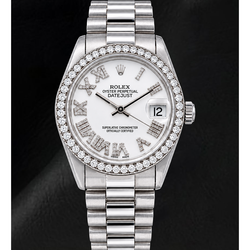 Rolex Datejust 68279 31 mm Orologio in Oro Bianco Quadrante con Diamanti Bianco con Numeri Romani