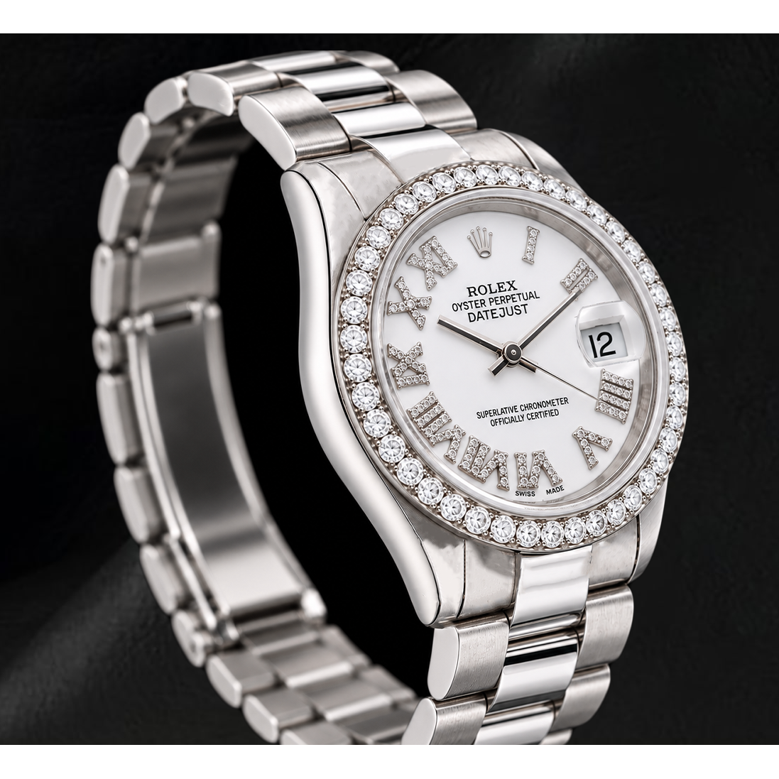 Rolex Datejust 68279 31 mm Orologio in Oro Bianco Quadrante con Diamanti Bianco con Numeri Romani