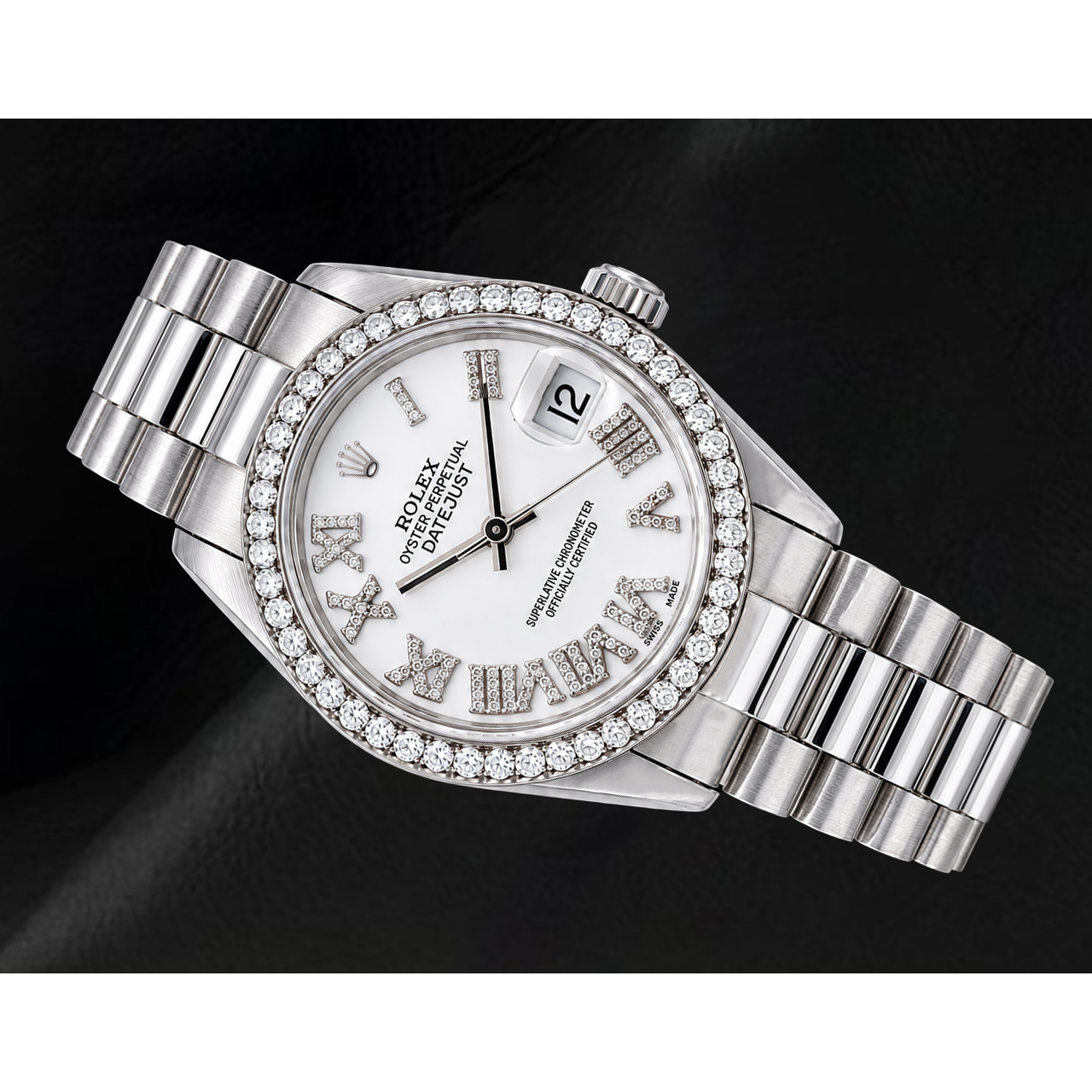 Rolex Datejust 68279 31 mm Orologio in Oro Bianco Quadrante con Diamanti Bianco con Numeri Romani