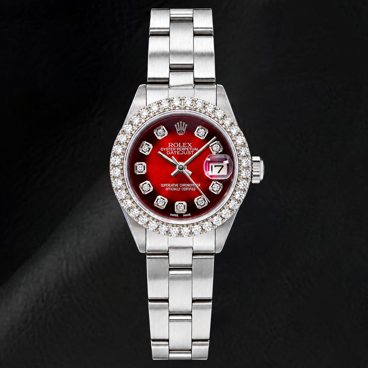 Rolex Datejust 6916 26mm Orologio in Acciaio Inossidabile con Quadrante Rosso con Diamanti
