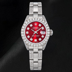 Rolex Datejust 6916 26mm Orologio in Acciaio Inossidabile con Quadrante Rosso con Diamanti