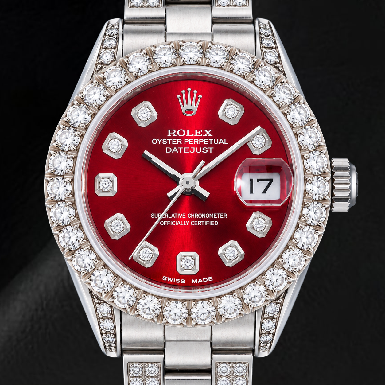 Rolex Datejust 6916 26mm Orologio in Acciaio Inossidabile con Quadrante Rosso con Diamanti