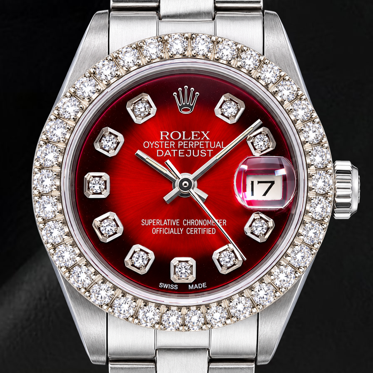 Rolex Datejust 6916 26mm Orologio in Acciaio Inossidabile con Quadrante Rosso con Diamanti