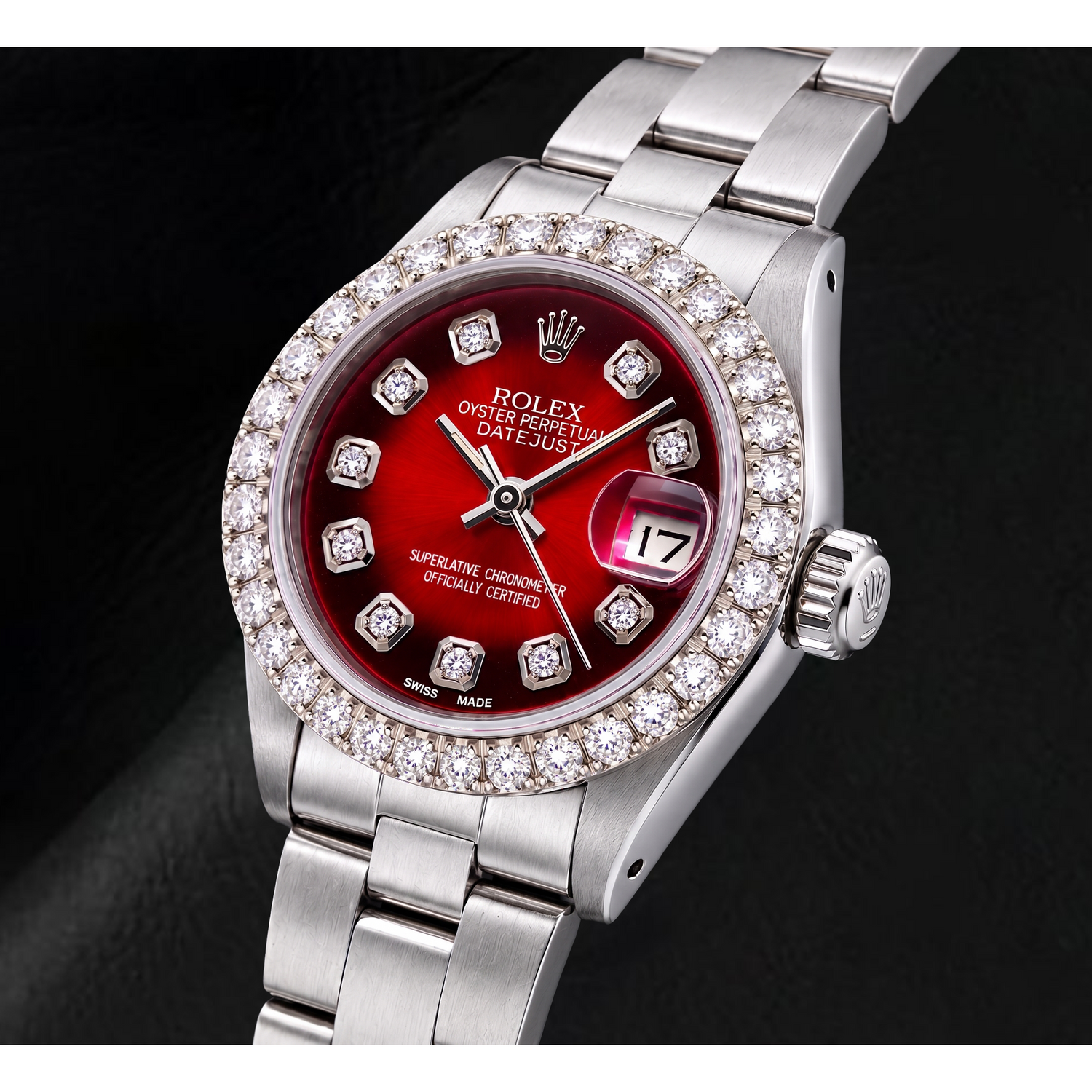 Rolex Datejust 6916 26mm Orologio in Acciaio Inossidabile con Quadrante Rosso con Diamanti