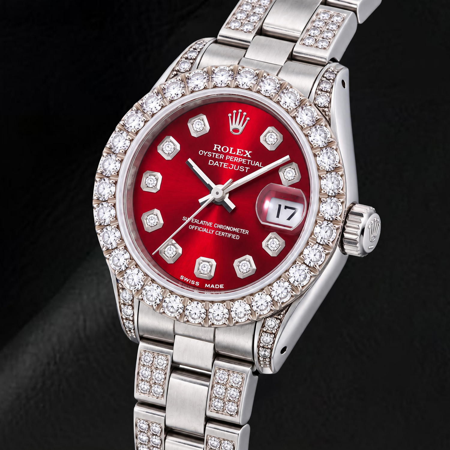 Rolex Datejust 6916 26mm Orologio in Acciaio Inossidabile con Quadrante Rosso con Diamanti
