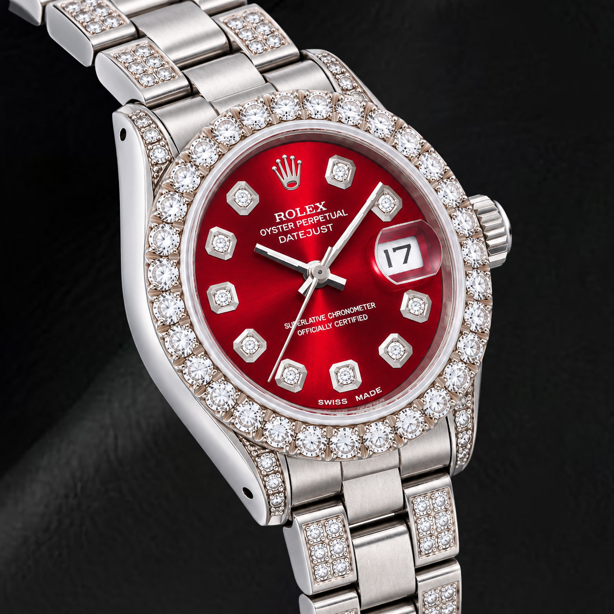 Rolex Datejust 6916 26mm Orologio in Acciaio Inossidabile con Quadrante Rosso con Diamanti
