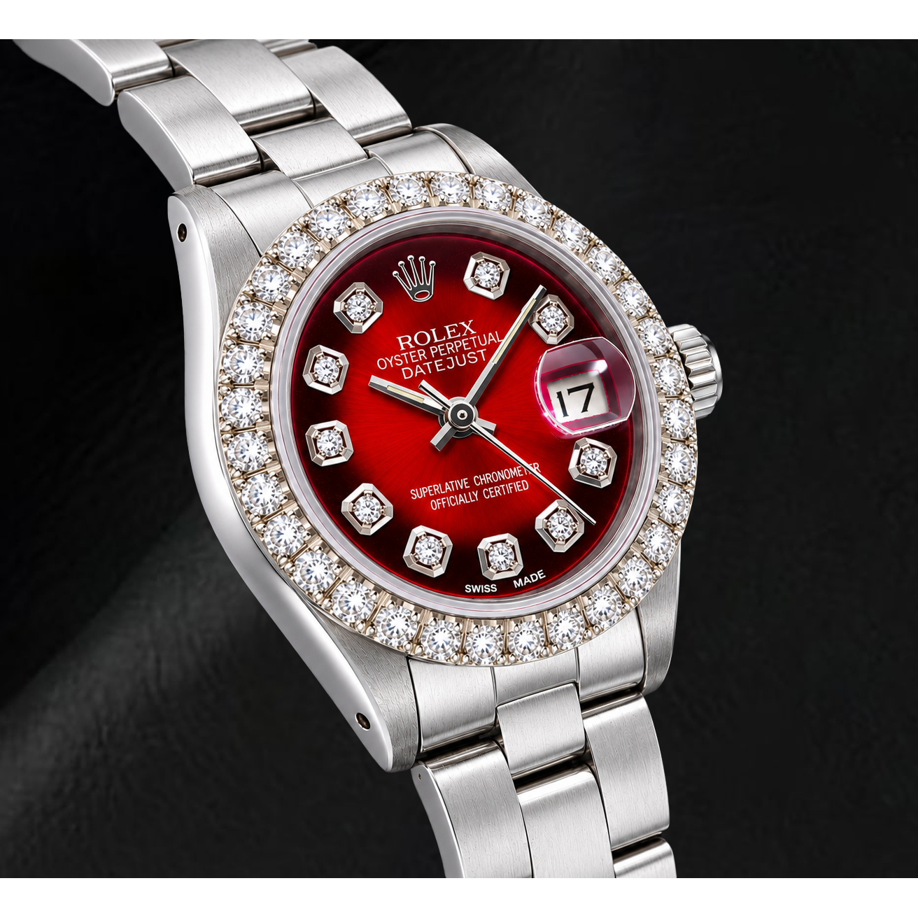 Rolex Datejust 6916 26mm Orologio in Acciaio Inossidabile con Quadrante Rosso con Diamanti