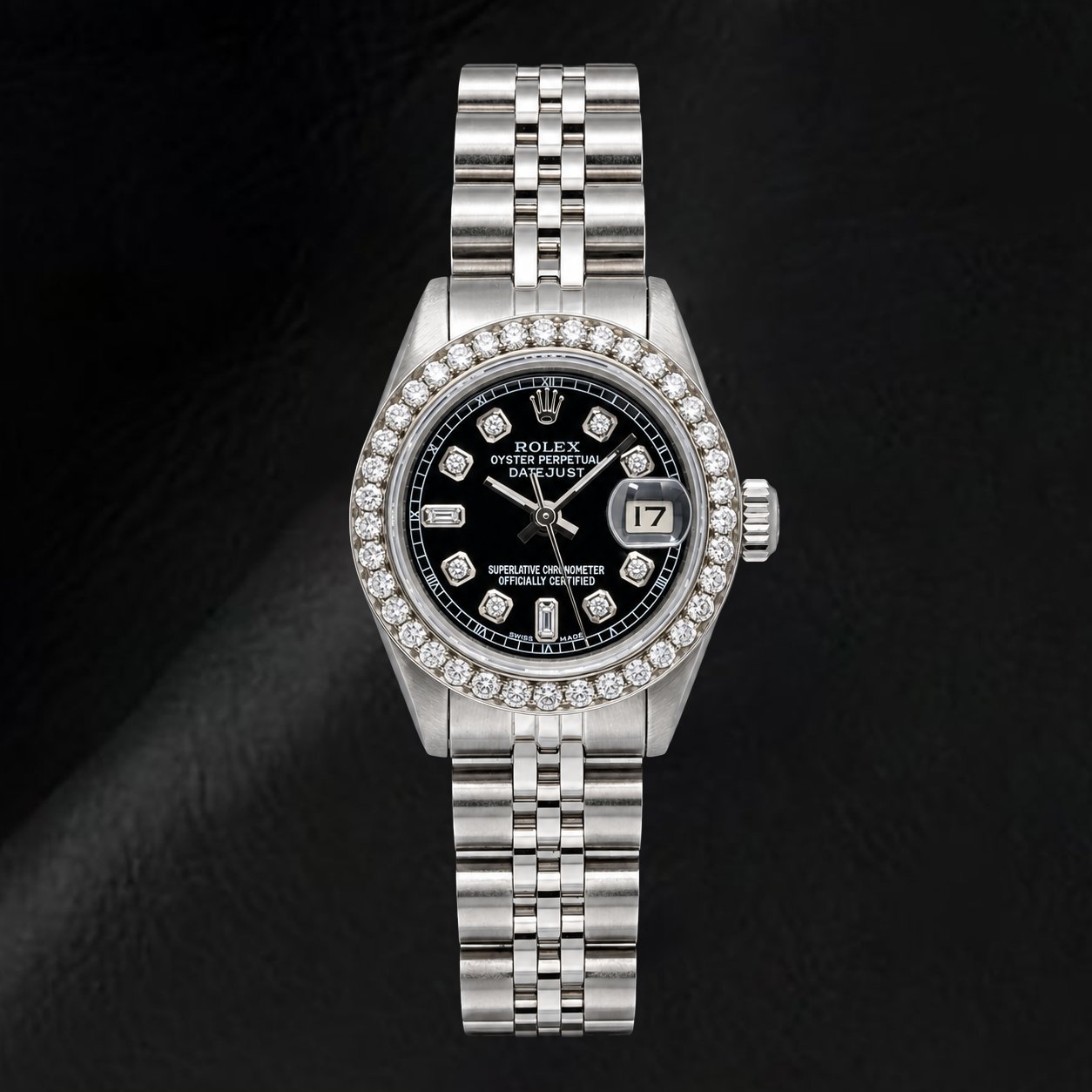 Rolex Datejust 6917 26 mm Orologio in Acciaio Inossidabile con Quadrante Nero con Diamanti