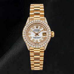 Rolex Datejust 6917 26 mm Orologio in Oro Giallo con Quadrante con Diamanti a Filo in Madreperla Bianca