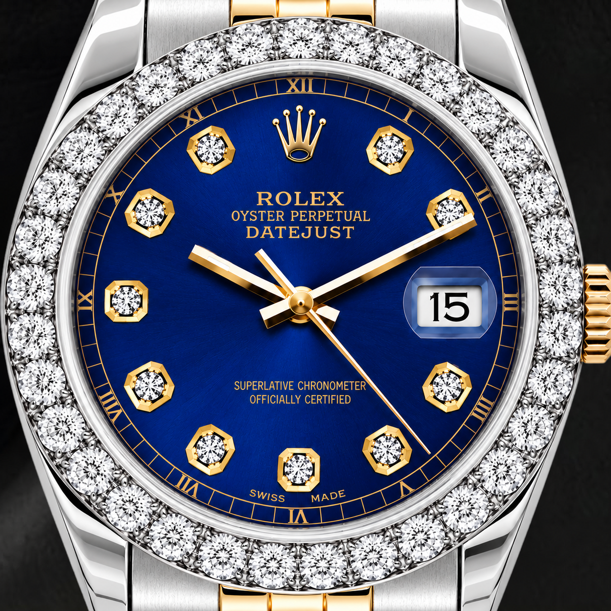 Rolex Datejust 69173 26 mm Orologio Bicolore Quadrante Blu con Diamanti Bracciale Jubilee