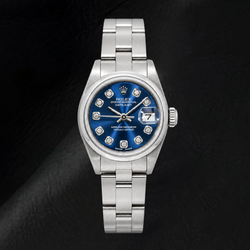 Rolex Datejust 69240 26 mm Orologio in Acciaio Inossidabile con Quadrante Blu con Diamanti