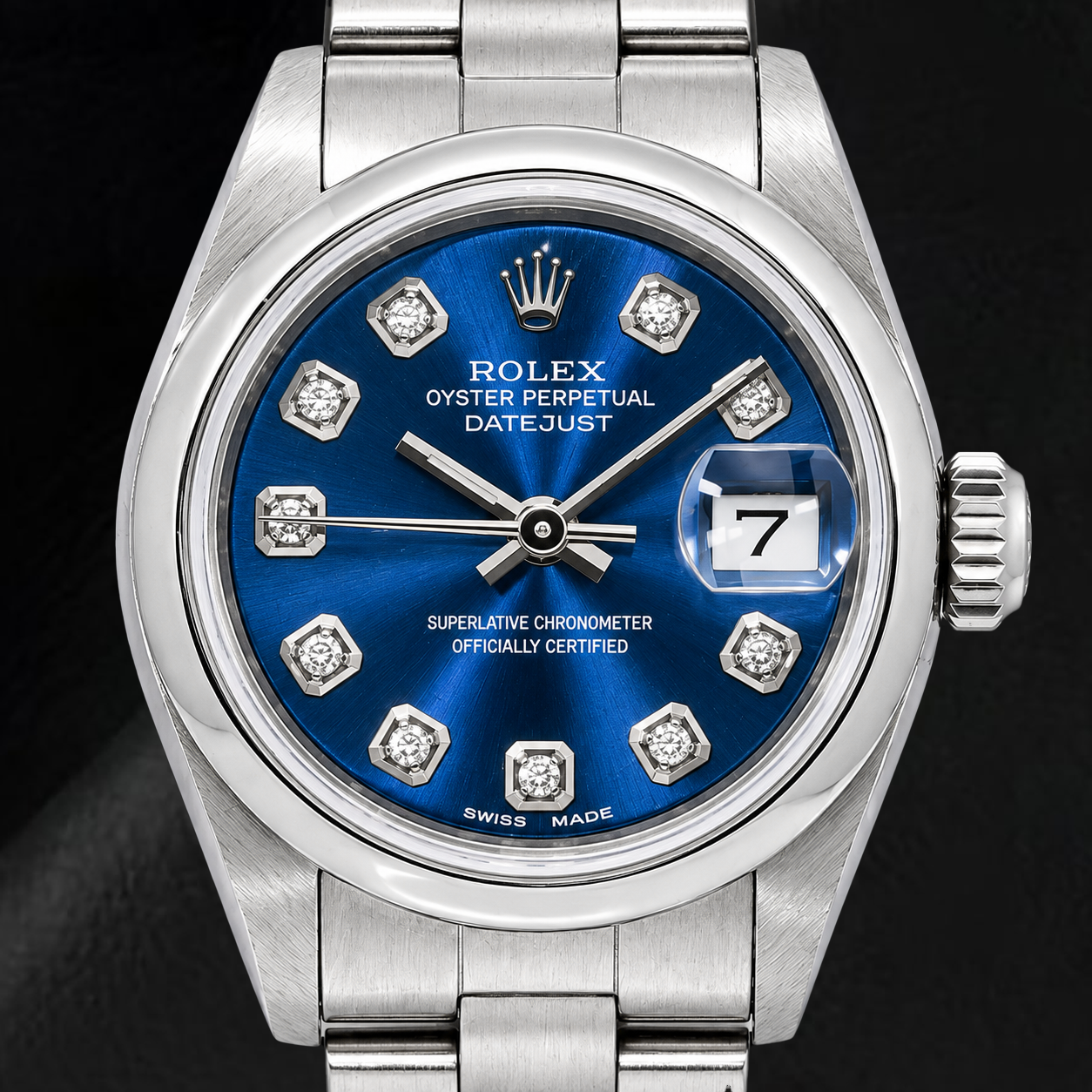 Rolex Datejust 69240 26 mm Orologio in Acciaio Inossidabile con Quadrante Blu con Diamanti