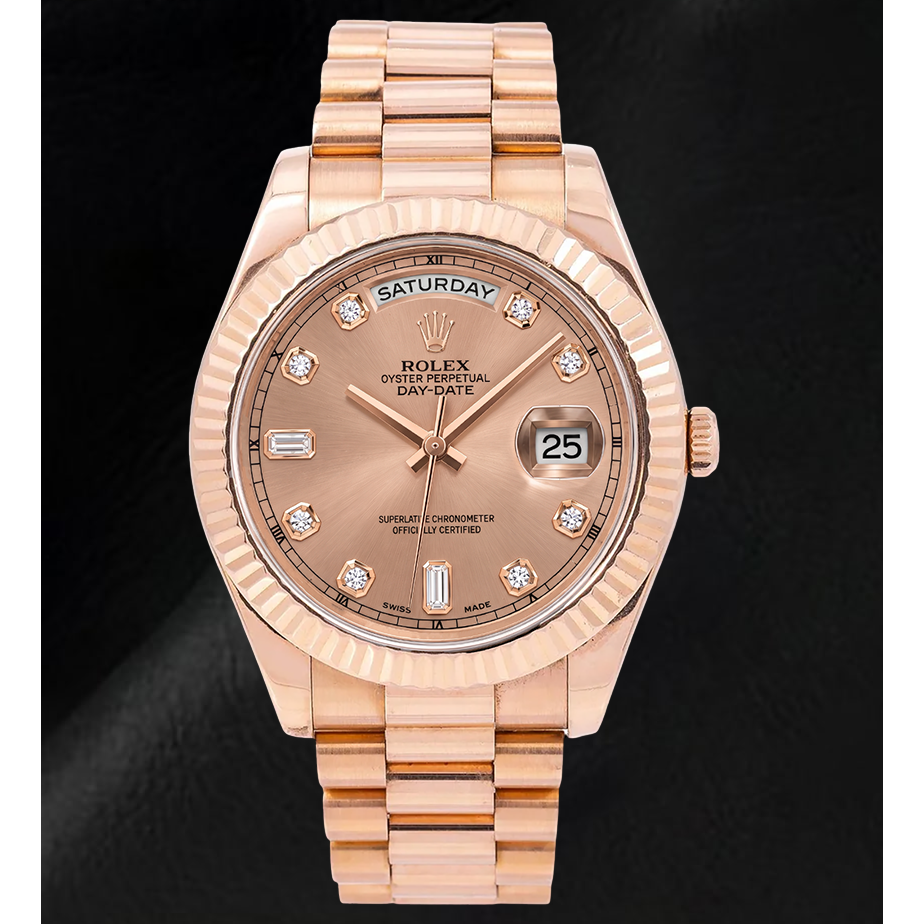Rolex Day-Date II 218235 Orologio 41 mm in Oro Rosa Quadrante con Diamanti Salmone