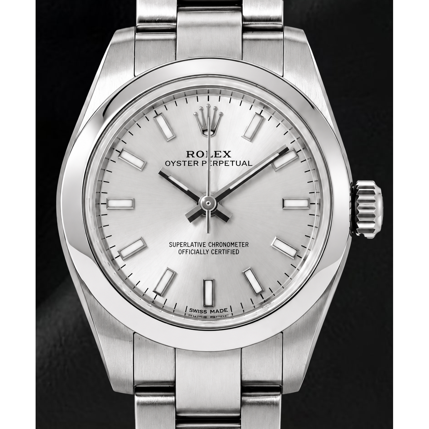Rolex Oyster Perpetual 176200 26 mm Orologio in Acciaio Inossidabile con Quadrante Argento Luminescente