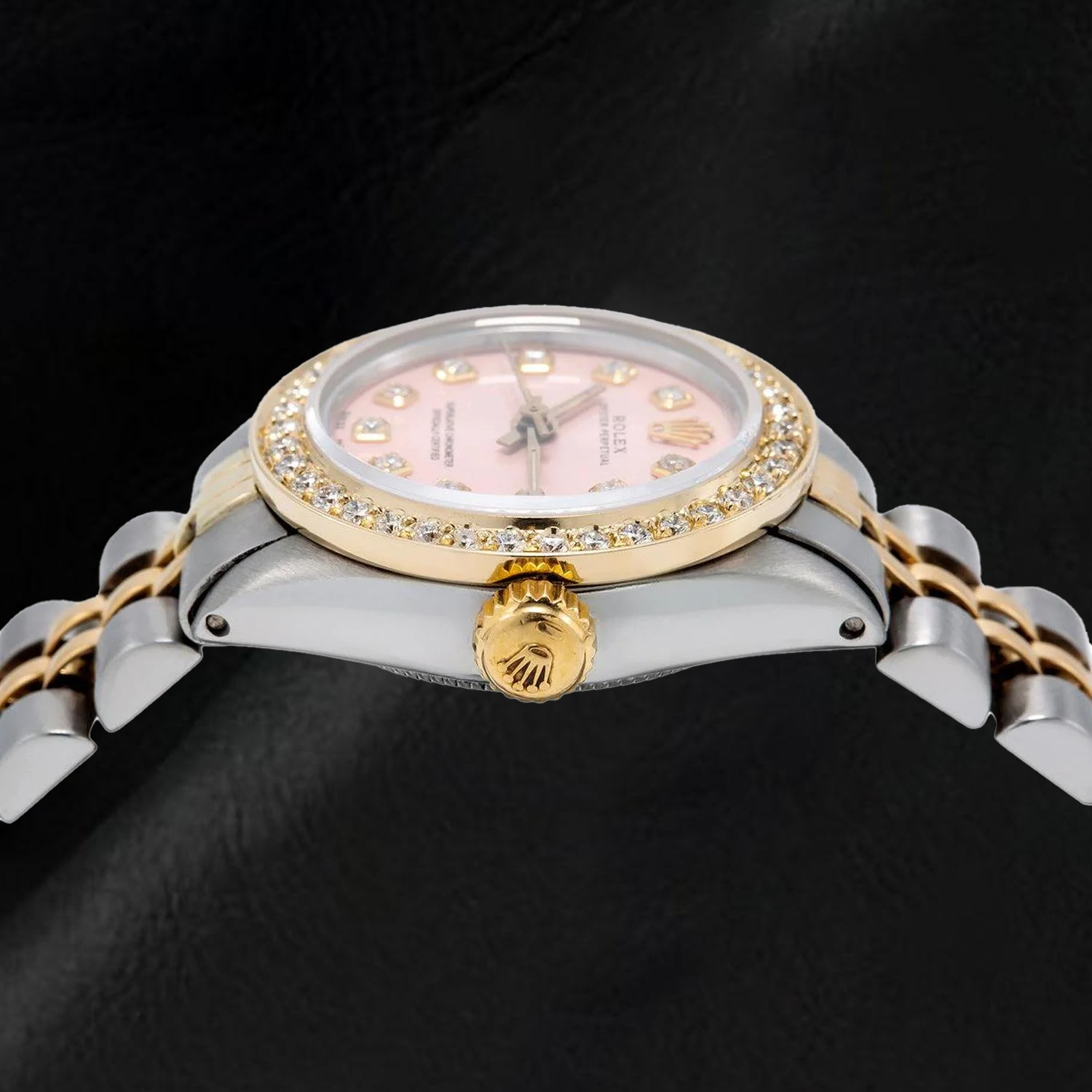 Rolex Oyster Perpetual 67193 26mm Quadrante Rosa con Diamanti Bicolore Bracciale Jubilee