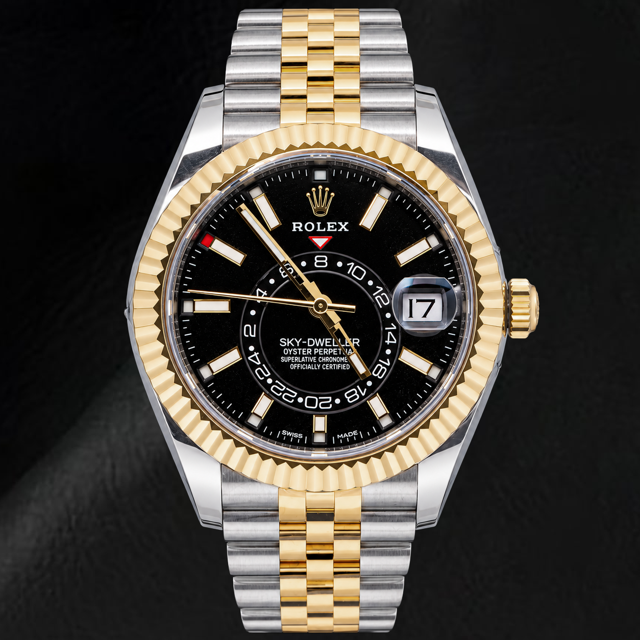 Rolex Sky-Dweller 326933 42 mm Orologio Bicolore Quadrante Nero Luminescente