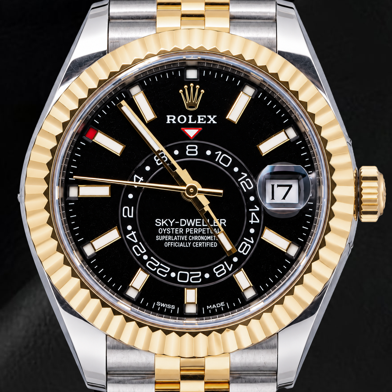Rolex Sky-Dweller 326933 42 mm Orologio Bicolore Quadrante Nero Luminescente