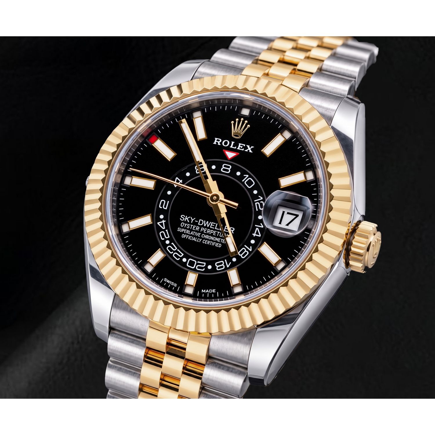 Rolex Sky-Dweller 326933 42 mm Orologio Bicolore Quadrante Nero Luminescente