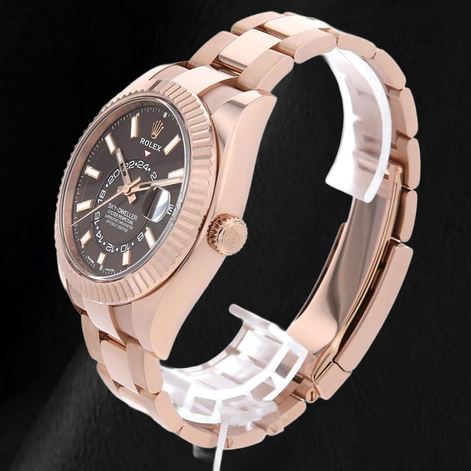 Rolex Sky-Dweller 326935 42 mm Orologio in Oro Rosa con Quadrante Cioccolato con Indici a Bastone