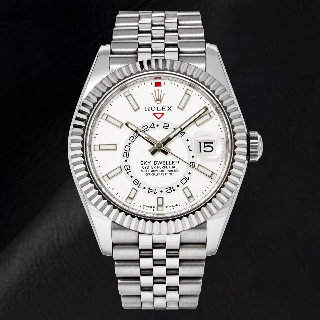 Rolex Sky-Dweller 336934 Orologio 42 mm in Acciaio Inossidabile con Quadrante Bianco Luminescente