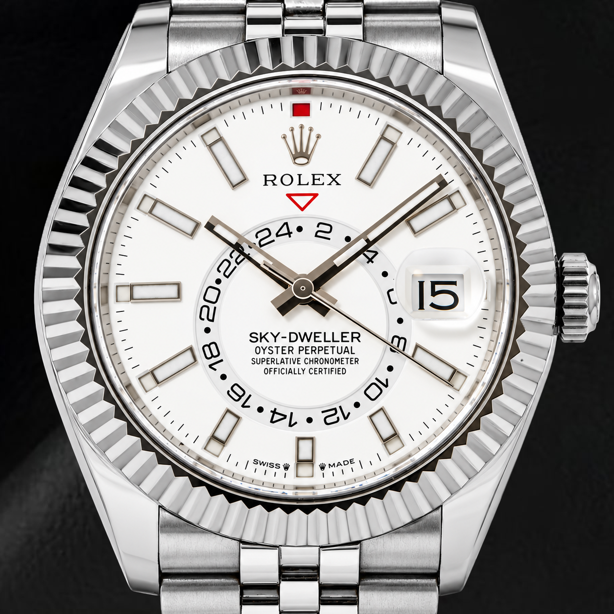 Rolex Sky-Dweller 336934 Orologio 42 mm in Acciaio Inossidabile con Quadrante Bianco Luminescente