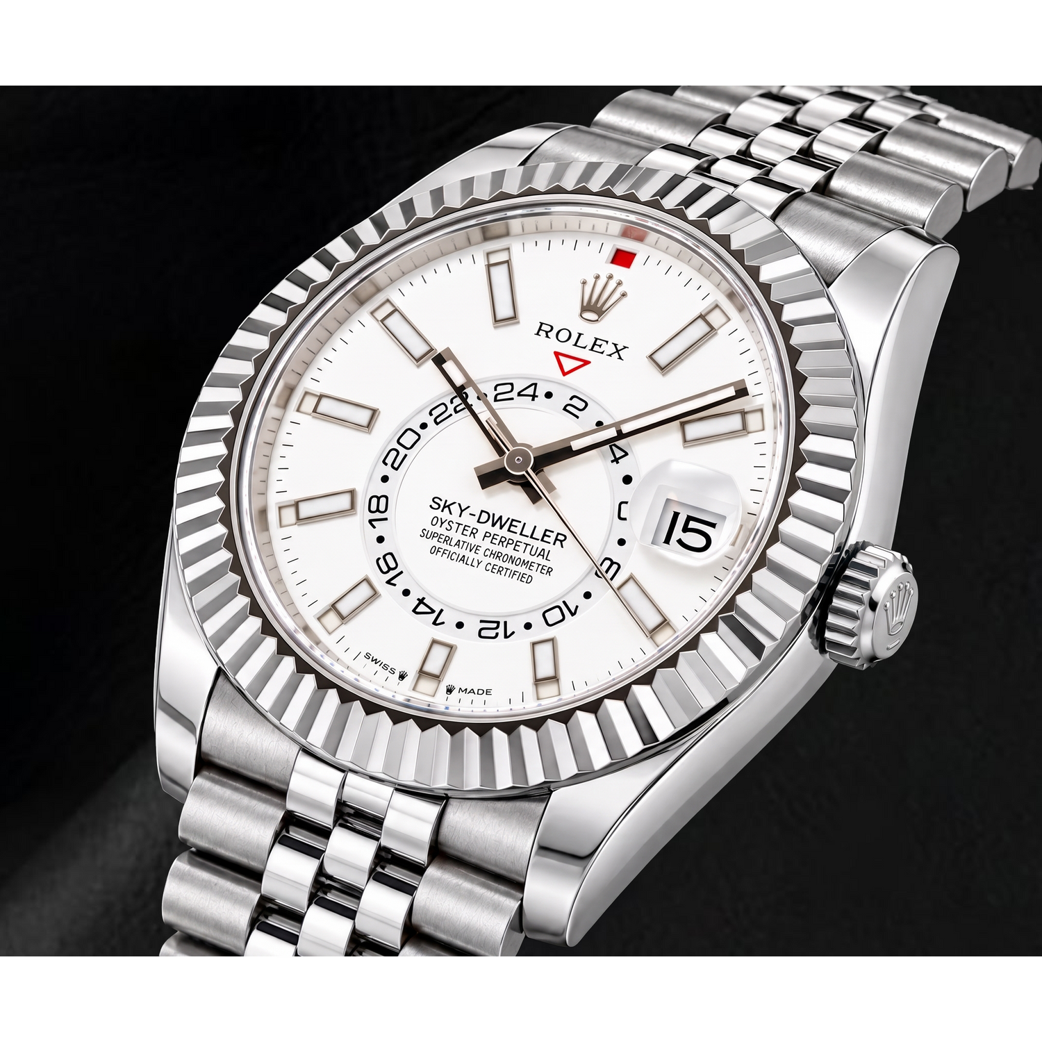 Rolex Sky-Dweller 336934 Orologio 42 mm in Acciaio Inossidabile con Quadrante Bianco Luminescente