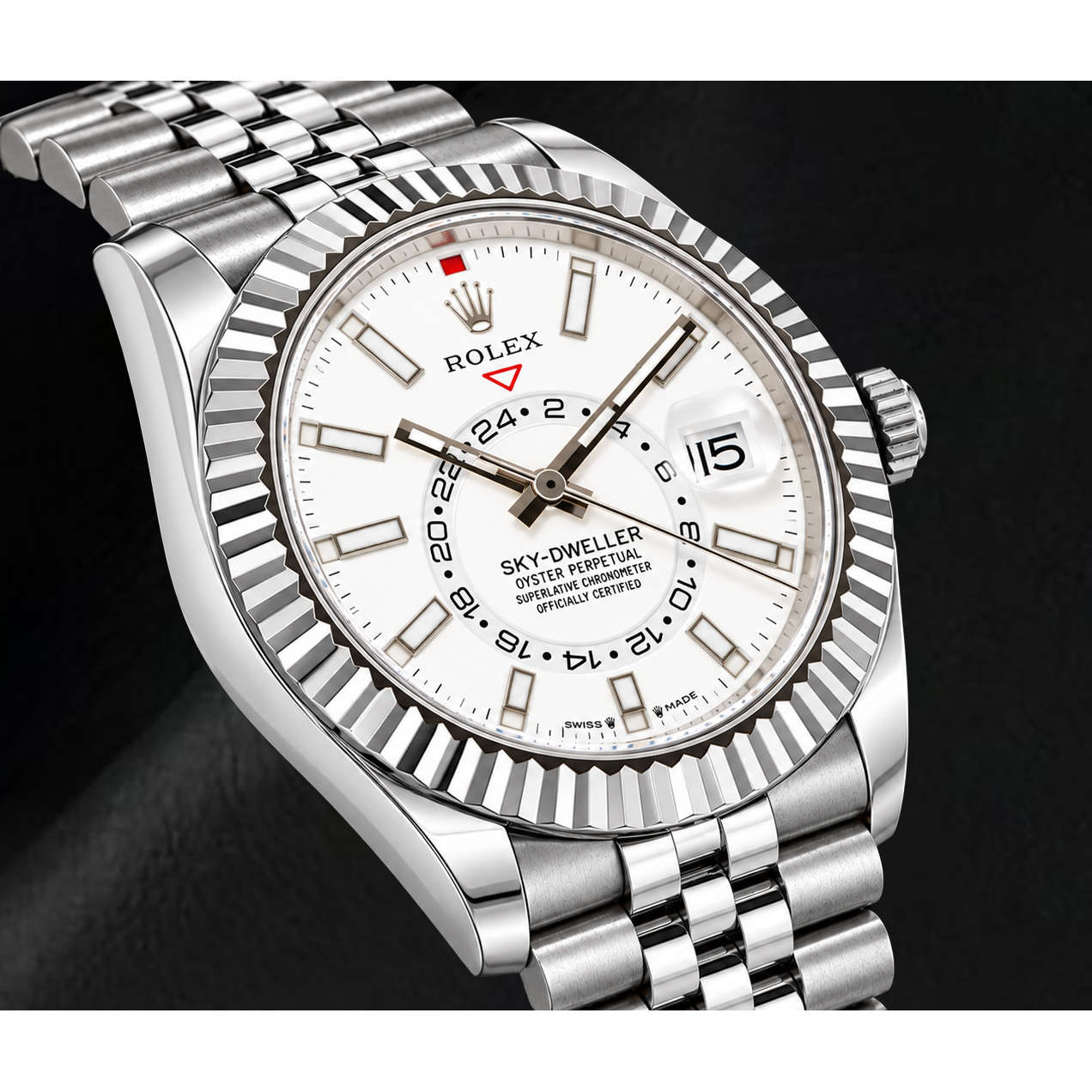 Rolex Sky-Dweller 336934 Orologio 42 mm in Acciaio Inossidabile con Quadrante Bianco Luminescente