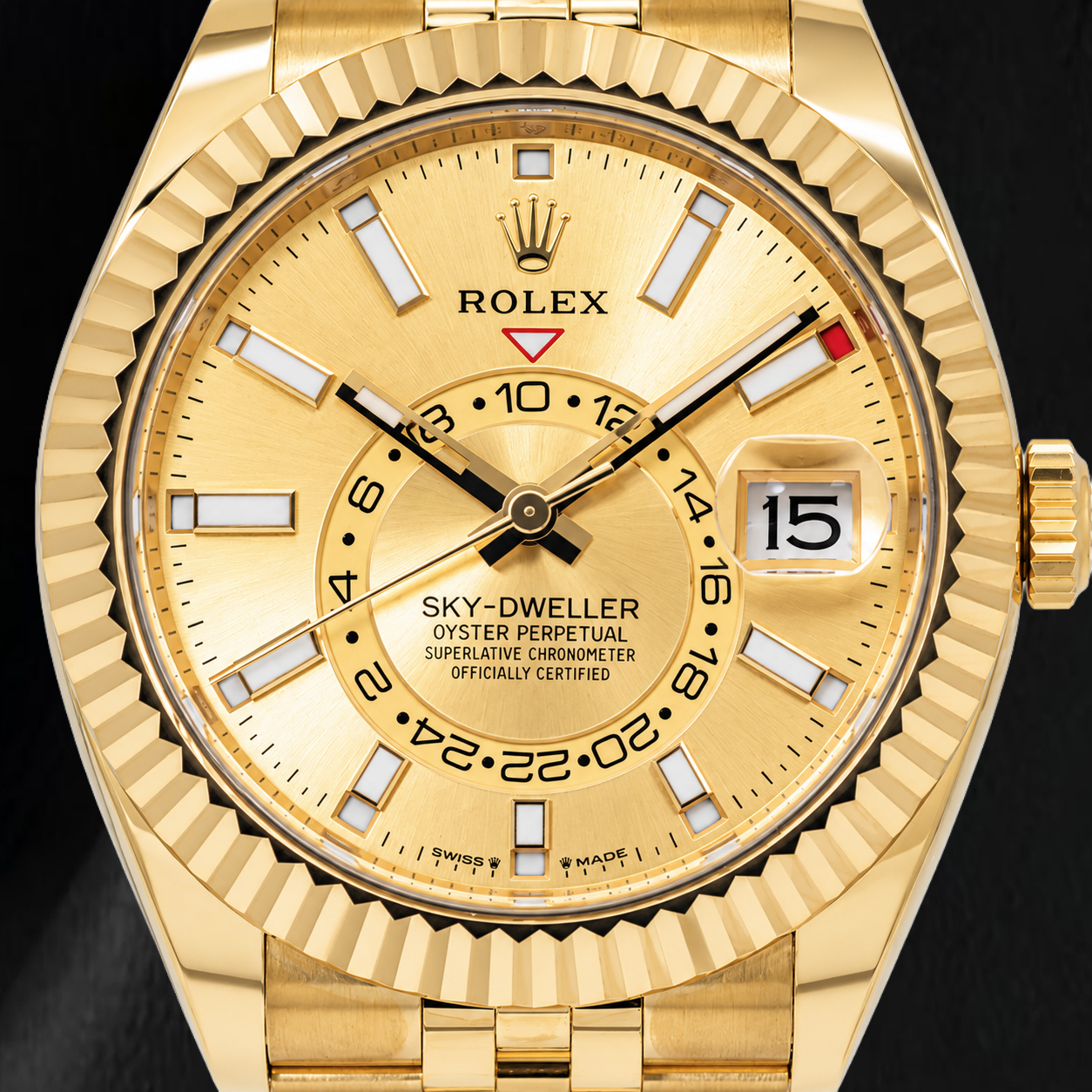 Rolex Sky-Dweller 336938 42 mm Orologio in Oro Giallo con Quadrante Champagne
