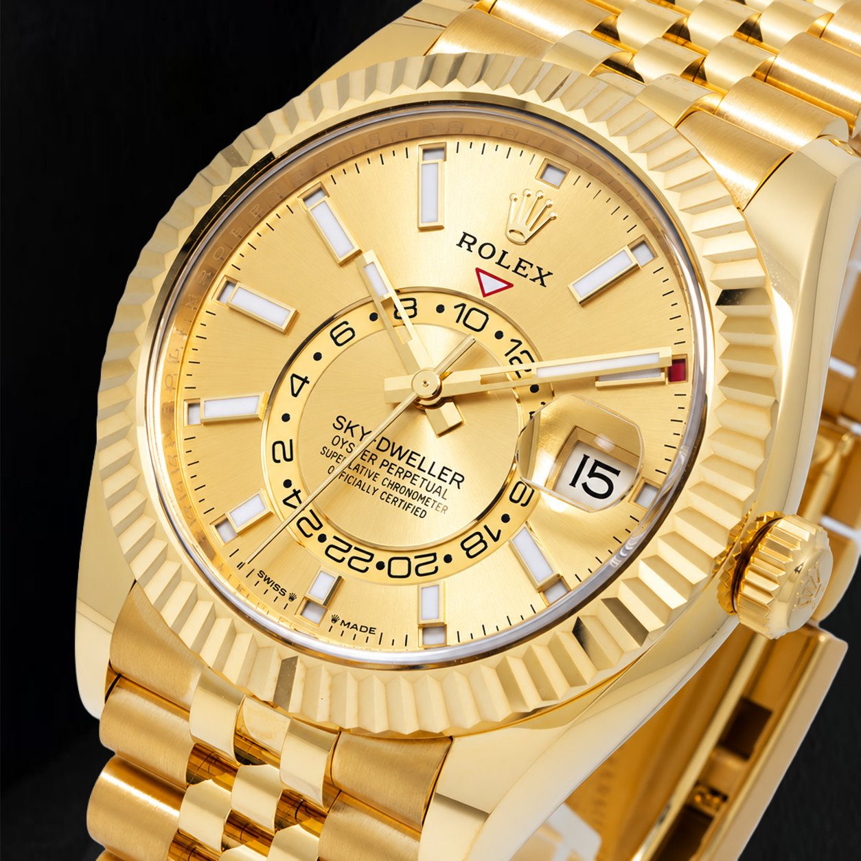 Rolex Sky-Dweller 336938 42 mm Orologio in Oro Giallo con Quadrante Champagne