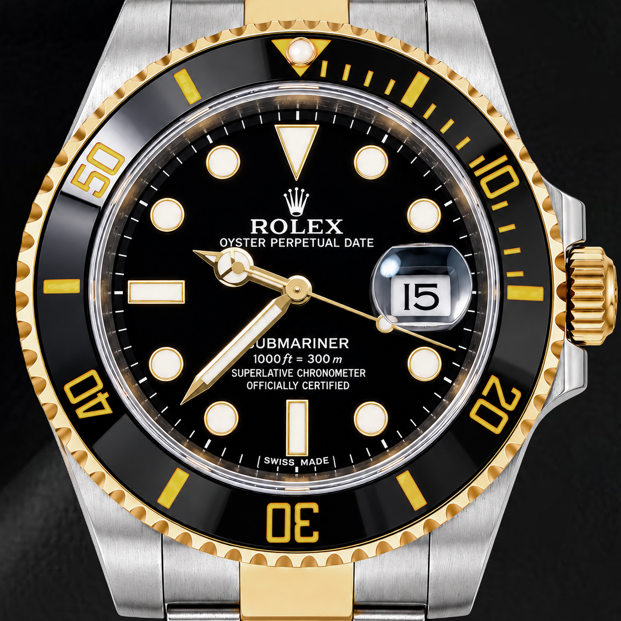Rolex Submariner Date 116613LN 40 mm Orologio Bicolore Quadrante Nero Luminescente