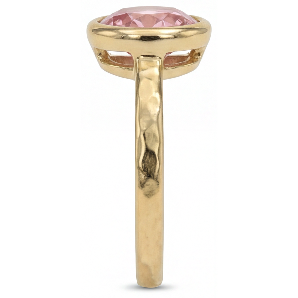 Anello di Fidanzamento Solitario con Zaffiro Padparadscha Autentico da 2 Carati Rotondo con Lunetta in Oro Giallo 14K