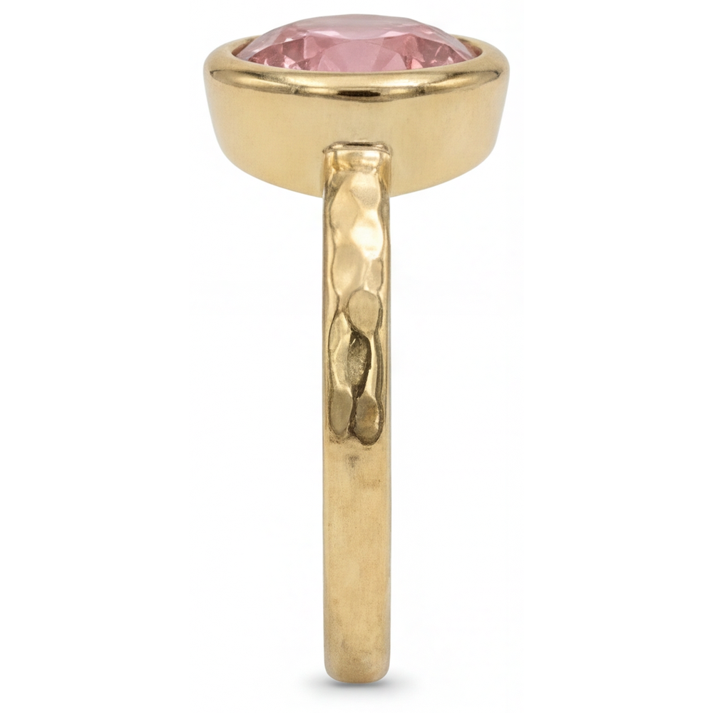 Anello di Fidanzamento Solitario con Zaffiro Padparadscha Naturale Rotondo da 2 Carati, Lunetta, Oro Giallo 14K di Lusso
