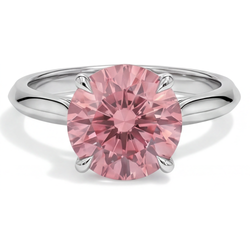 Anello Solitario con Zaffiro Padparadscha Naturale Rotondo Color Pesca da 2,5 Carati in Oro Bianco 14K