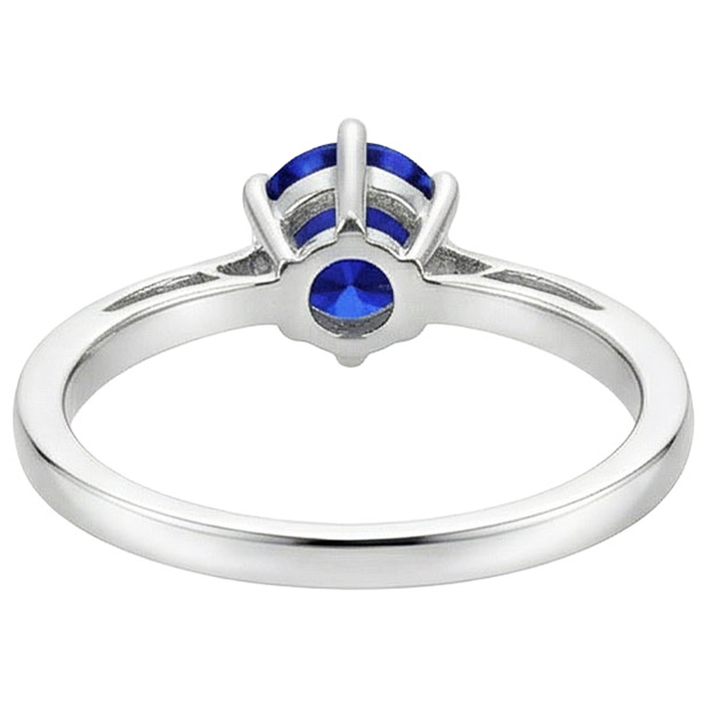solitario Anello con stelo tondo di tensione in zaffiro blu da 2,50 carati in oro bianco 14K