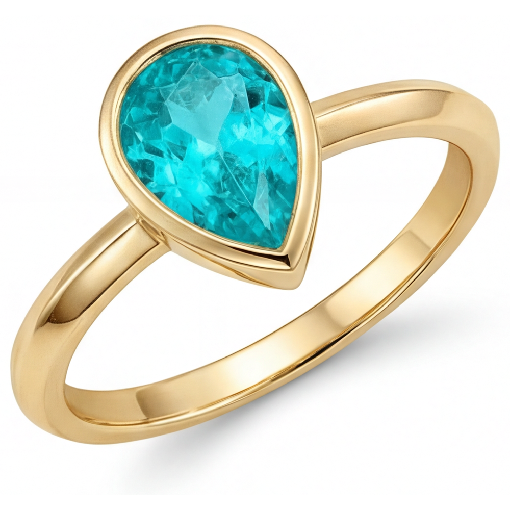 Tormalina Paraiba Anello con Gemma 1,25-carati Oro Giallo 14K – vista principale