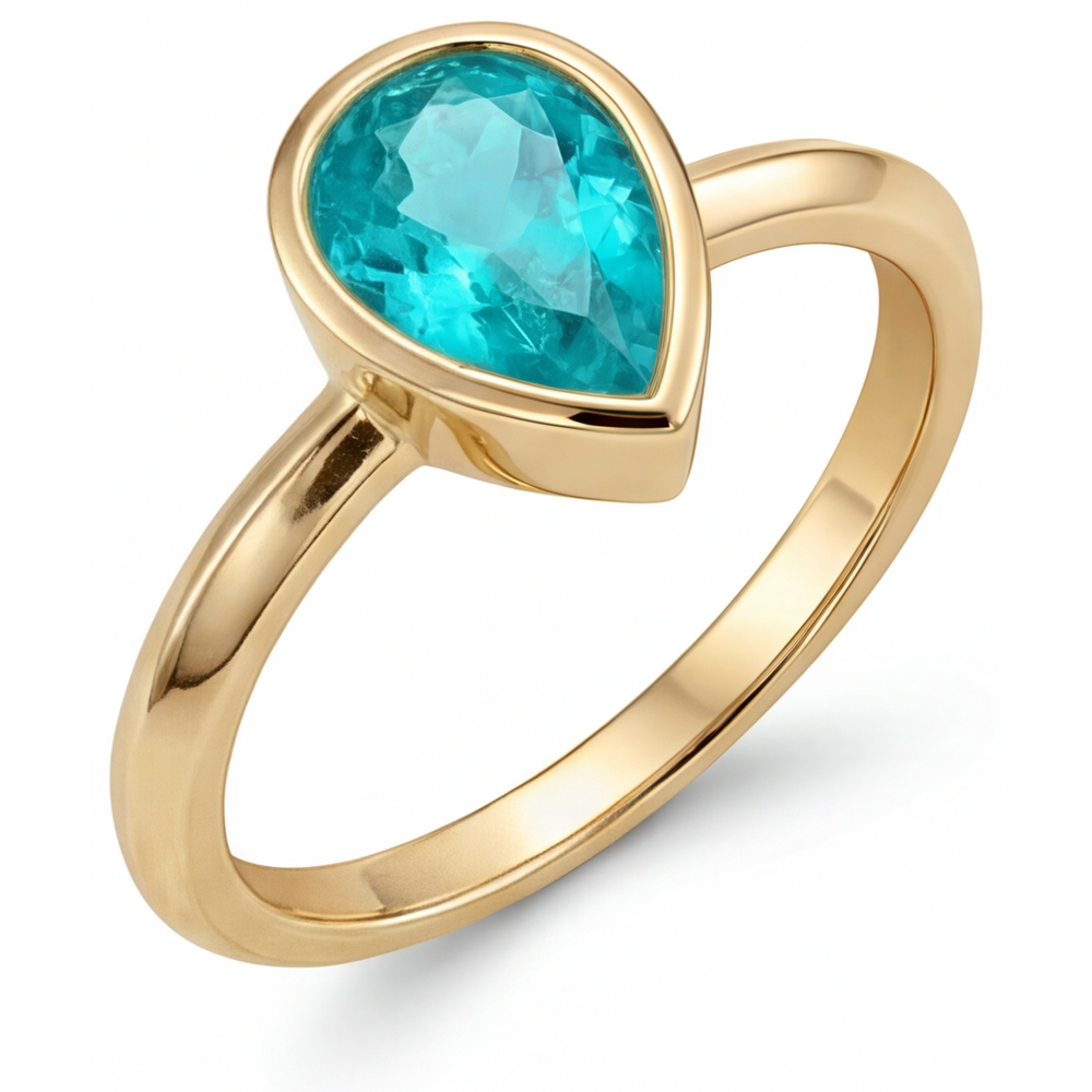 Elegante Tormalina Paraiba Anello con Gemma 1,25 carati – vista frontale
