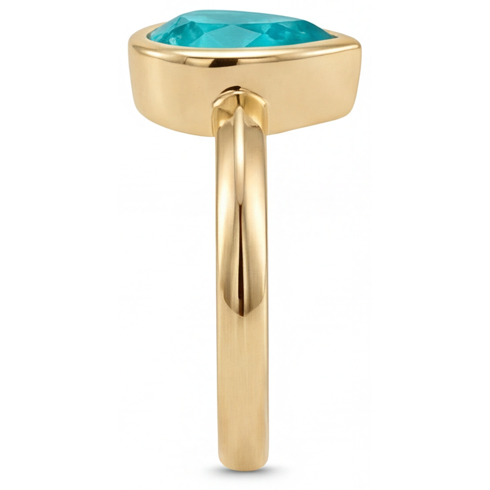Tormalina Paraiba Anello con Gemma 1,25-carati Oro Giallo 14K – vista profilo