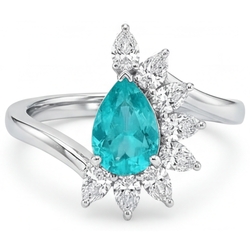 Di lusso VVS Tormalina Paraiba Anello con Pavé Halo – 2,50